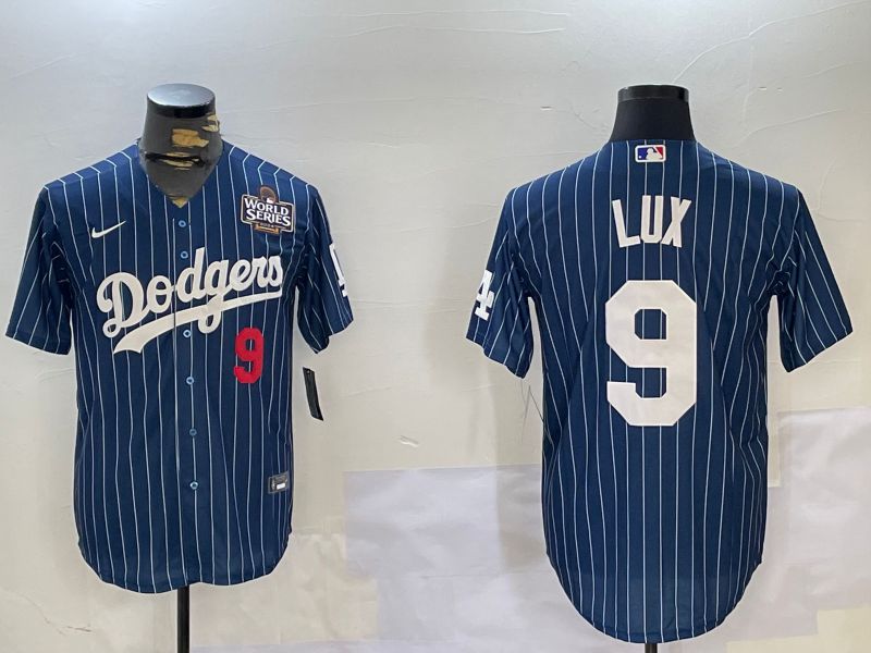 Men Los Angeles Dodgers #9 Lux Blue Stripe Game 2024 Nike MLB Jersey style 11202->los angeles dodgers->MLB Jersey